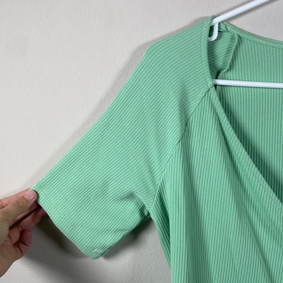 & Other Stories Ribbed Crop Wrap Top in Mint - Picture 4 of 6